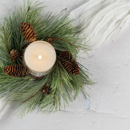 10" LONG NEEDLE PINE CANDLE RING