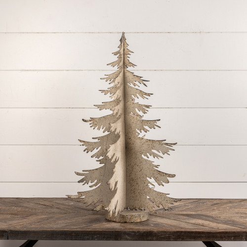 28.5" DISTRESSED WHITE TREE W/ FAUX WOOD BASE
