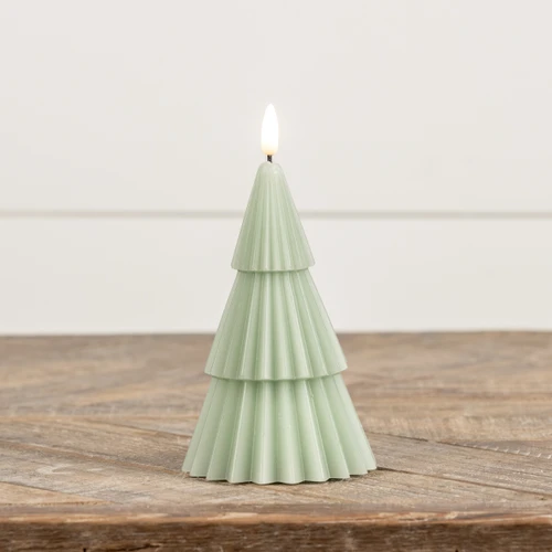 7" GREEN 3D FLAME TREE CANDLE