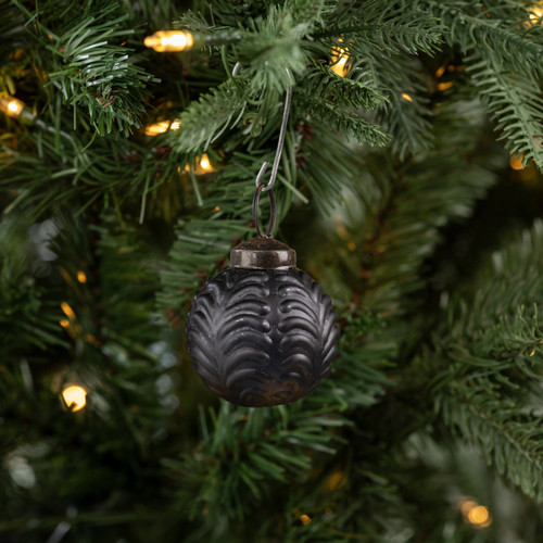 2" MATTE BLACK FILIGREE KUGAL ORNAMENT
