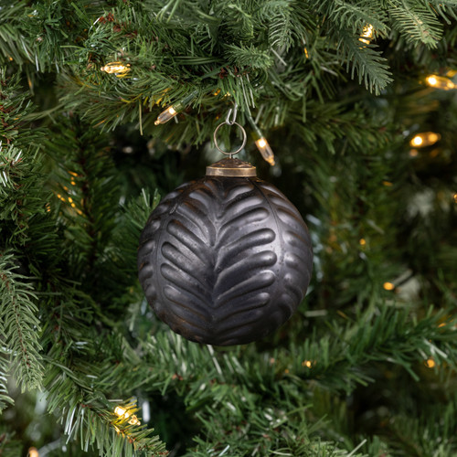4" MATTE BLACK FILIGREE KUGEL ORNAMENT
