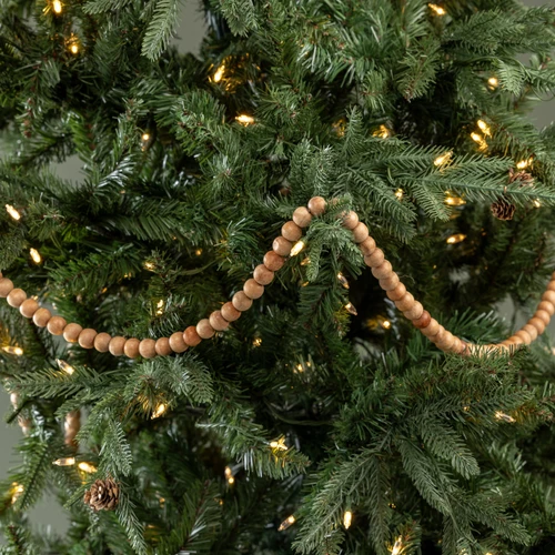 9' SMALL ROUND STAINED WOOD BEAD GARLAND
