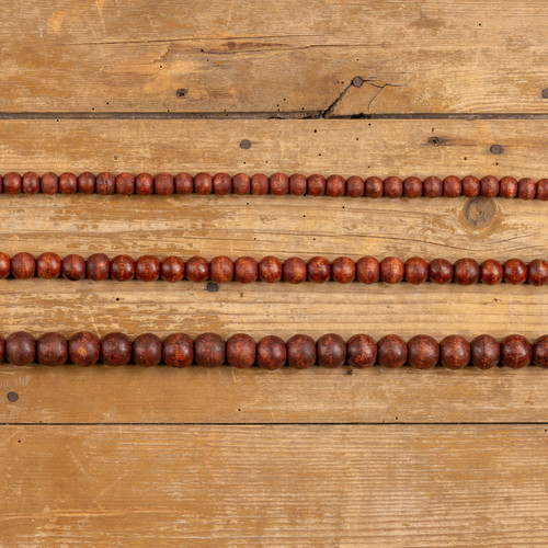 9' LARGE ROUND DARK STAINED WOOD BEAD GARLAND