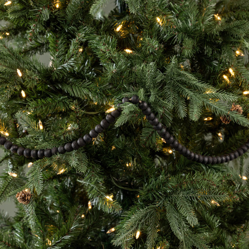 9' SMALL ROUND BLACK WOOD BEAD GARLAND