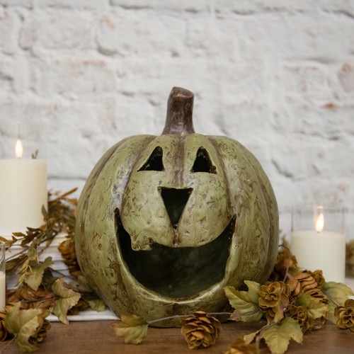 11" OLIVE GREEN BIG MOUTH PUMPKIN