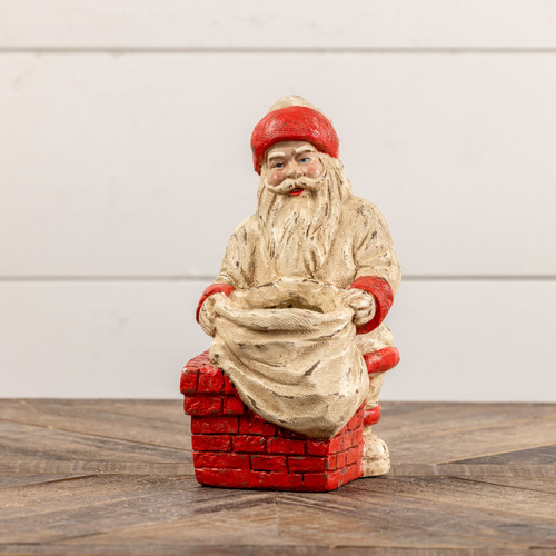 SANTA ON CHIMNEY WITH BAG