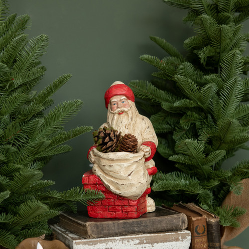 SANTA ON CHIMNEY WITH BAG