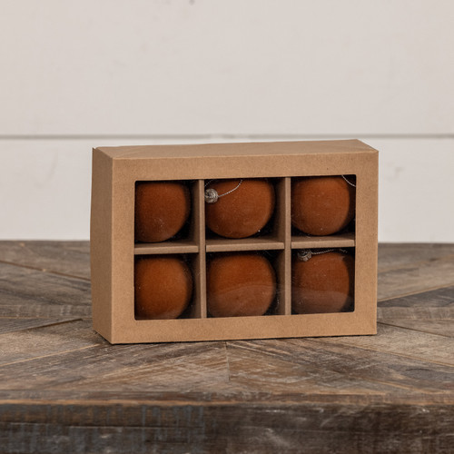 SET/ 6 - 2.5" FAWN FLOCKED BALLS