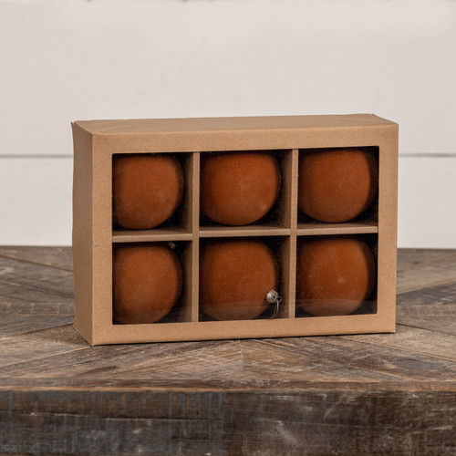 SET/ 6 - 3.25" FAWN FLOCKED BALLS