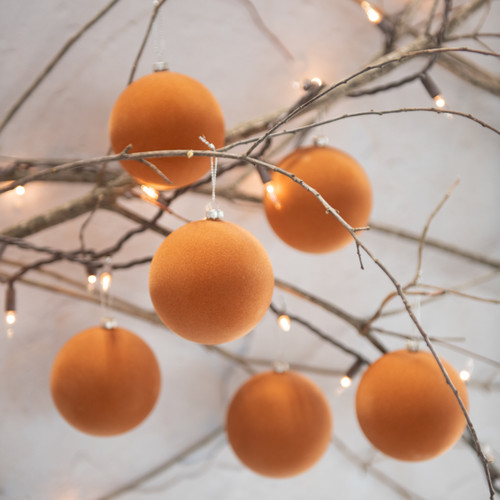 SET/ 6 - 3.25" FAWN FLOCKED BALLS