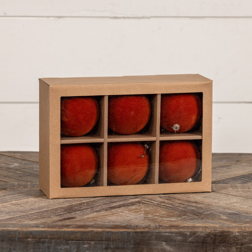 SET/ 6 - 3.25" RUSSET FLOCKED BALLS