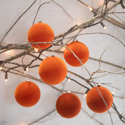 SET/ 6 - 3.25" RUSSET FLOCKED BALLS