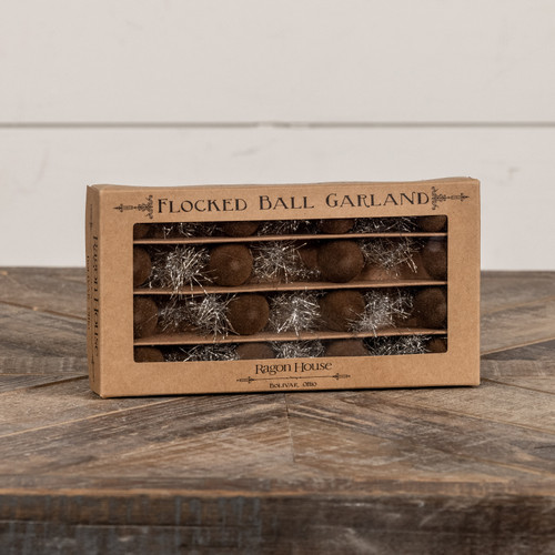 6' - BROWN 1" FLOCKED BALL GARLAND