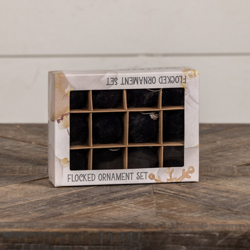 SET/ 12 - 1.75" BLACK FLOCKED BALLS