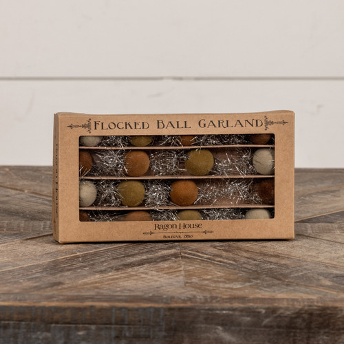 6' - GRADIENT TAN 1" FLOCKED BALL GARLAND
