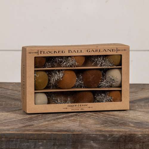 6' - GRADIENT TAN 2" FLOCKED BALL GARLAND