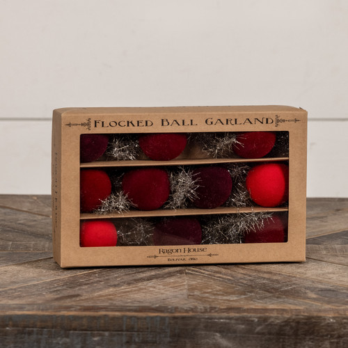 6' - GRADIENT RED 2" FLOCKED BALL GARLAND