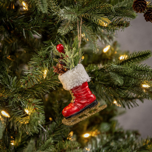 SANTA BOOT ICE SKATE ORNAMENT
