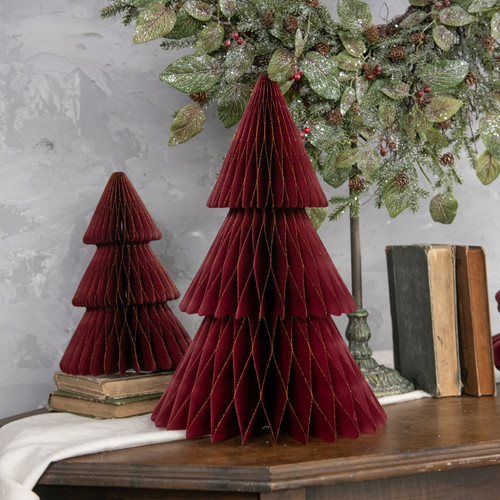 15.5" BURGUNDY W/ GOLD TRIM PAPER CONE TREE