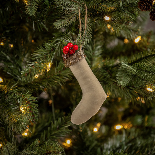 OATMEAL VELVET STOCKING ORNAMENT