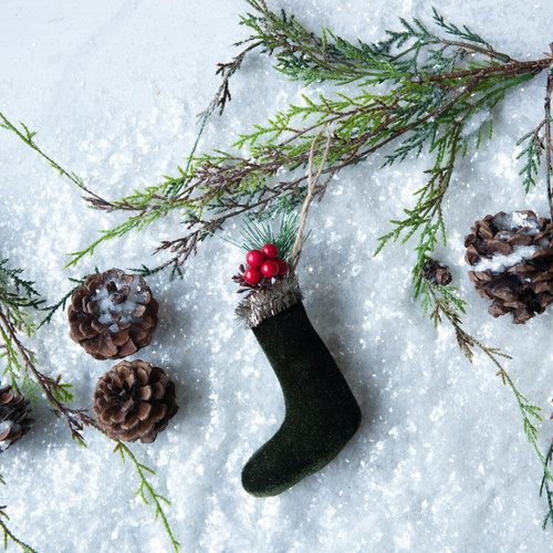 FOREST VELVET STOCKING ORNAMENT