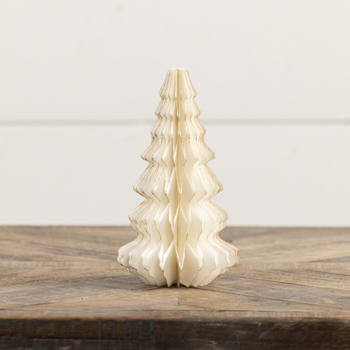 7" IVORY W/ GOLD TRIM PAPER TREE