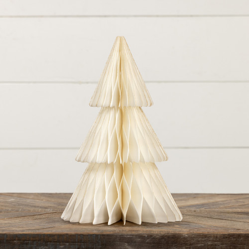 13.75" IVORY W/ GOLD TRIM PAPER CONE TREE