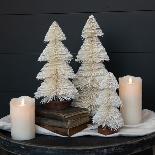 SET/ 3 CREAM LAYERED BOTTLEBRUSH TREES
