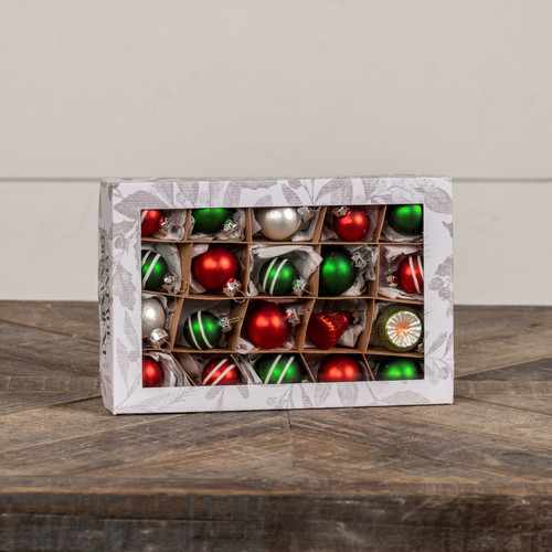 SET/ 20 - 1" RED & GREEN ASSORTED ORNAMENTS