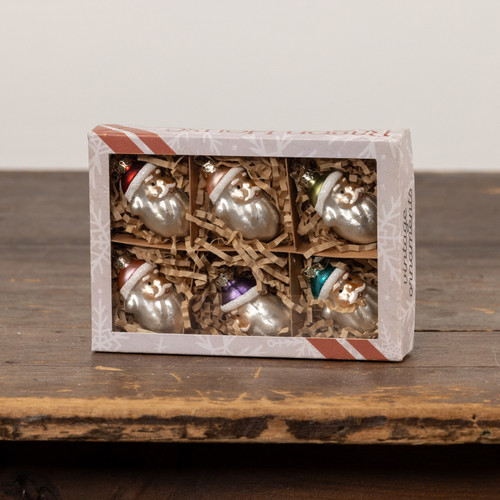 SET/ 6 SANTA HEAD ORNAMENTS