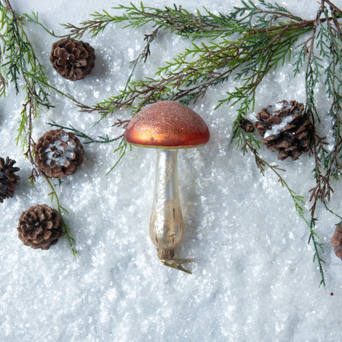 6.5" ORANGE CAPPED MUSHROOM CLIP ORNAMENT