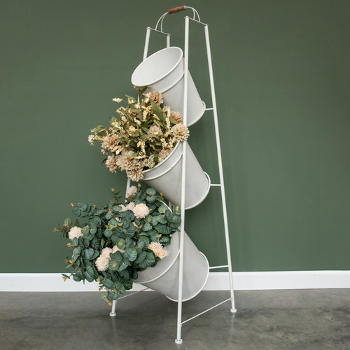 WHITE METAL 3 BUCKET STAND*