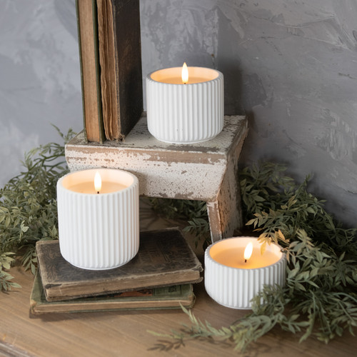 3.25" - 3D FLAME RIBBED CEMENT CANDLE