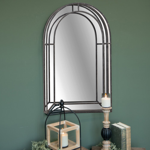 36.25" BLACK METAL ARCH MIRROR