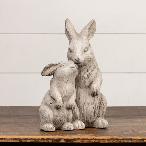 SNUGGLING BUNNIES STATUE
