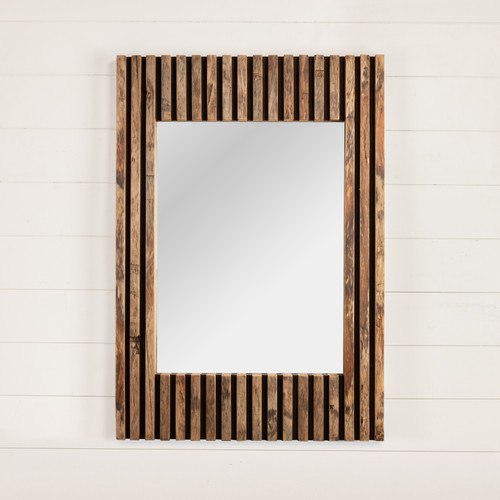 GROOVED WOOD MIRROR*