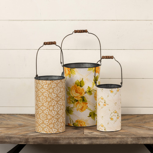SET/3 ANNABELLE'S CHALET METAL BUCKETS