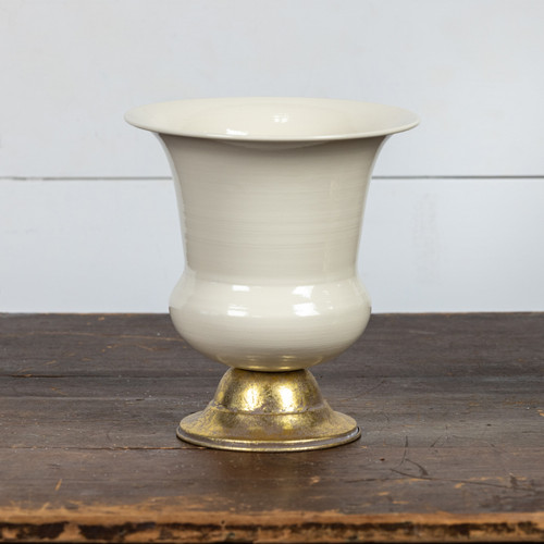 8.5" GOLD & WHITE URN