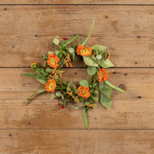 10" ORANGE POPPY & DAISY CANDLE RING