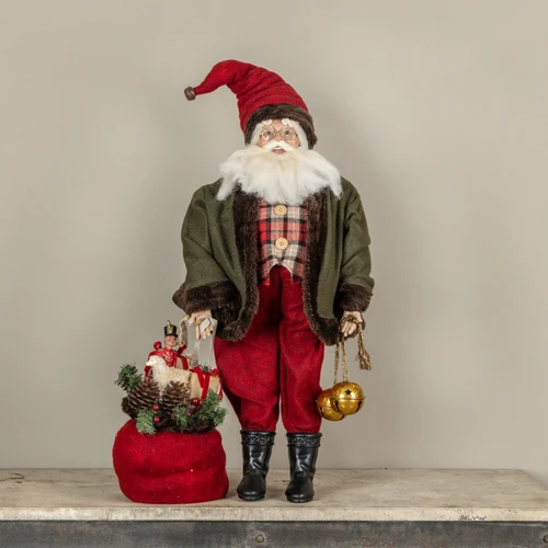 28" SANTA W/ BAG & GOLD BELLS