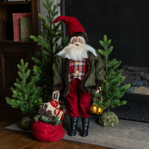 28" SANTA W/ BAG & GOLD BELLS