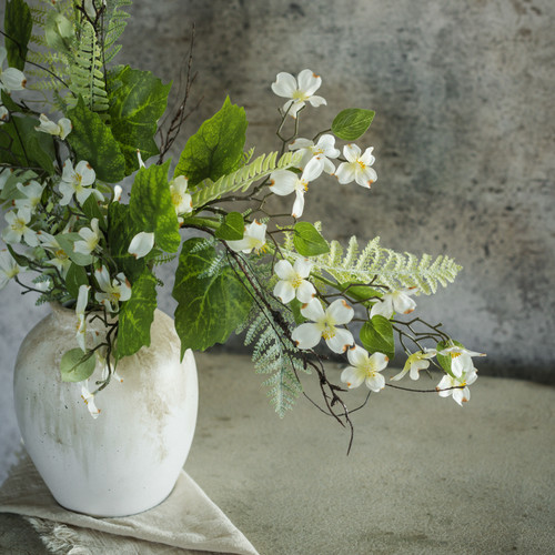 27.5" WHITE DOGWOOD & FERN STEM