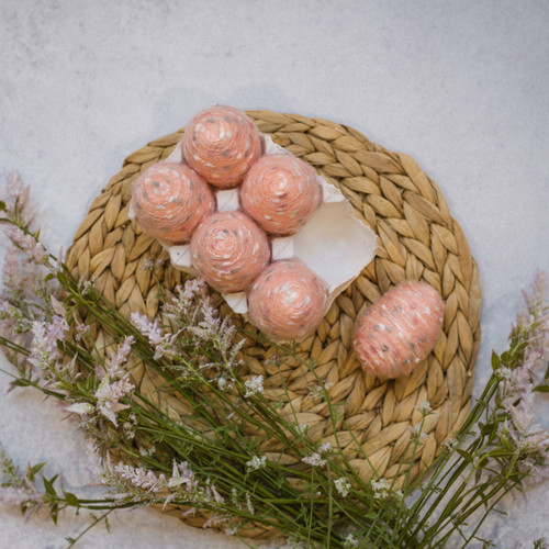 SET/ 6 SPECKLED PINK EGGS