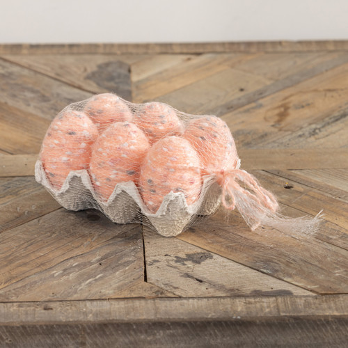SET/ 6 SPECKLED PINK EGGS