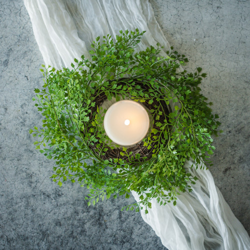 14" MAIDENHAIR FERN CANDLE RING