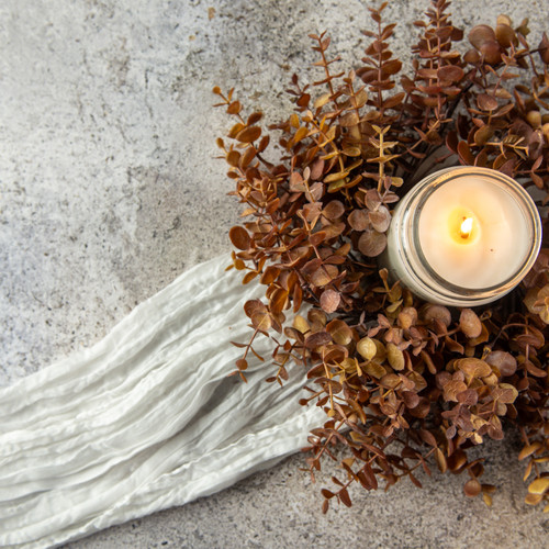 14" BROWN EUCALYPTUS CANDLE RING