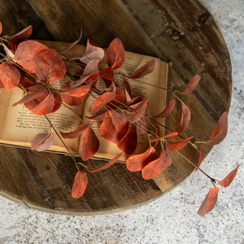 34.5" ORANGE EUCALYPTUS LEAF SPRAY