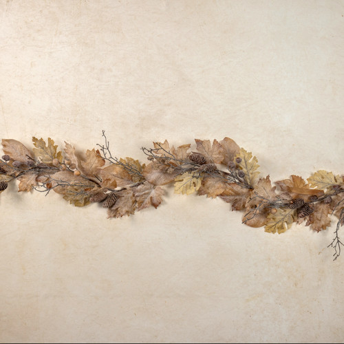 6' FROSTED WOODLAND LEAF GARLAND