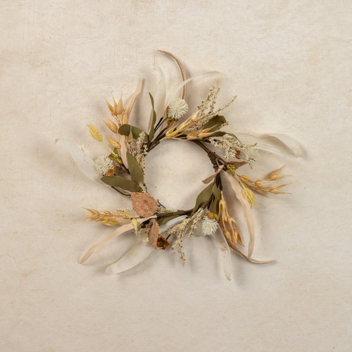 12" CREAM HEATHER & WHEAT CANDLE RING