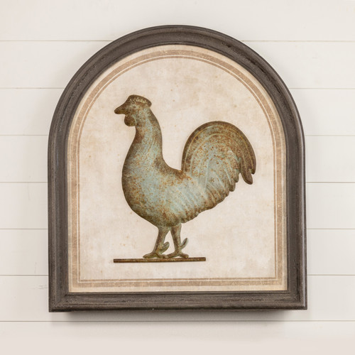 40" FRAMED METAL ROOSTER